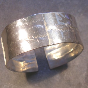 Stunning Cuff Bangle. Sterling Silver Textured Wide Bangle. 5cm 2 wide, but can be made in any width or any diameter/circumference. image 7