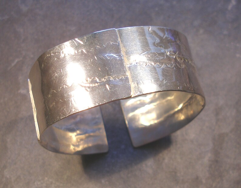 Stunning Cuff Bangle. Sterling Silver Textured Wide Bangle. 5cm 2 wide, but can be made in any width or any diameter/circumference. image 7