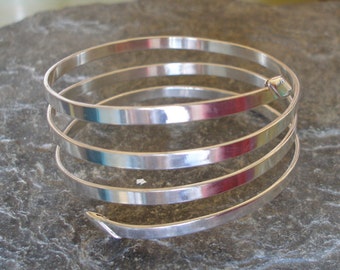 Bangle, Polished Sterling Silver Thick Bangle Cuff. With 3 or 4 strands. With or without 'end caps'.  A lovely gift or treat for yourself!