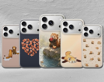 Cover per telefono con panda rosso e grafica animale per iPhone 17 Pro Max, 17e, 15, 14, 13 e Samsung S26 Ultra, S25 FE, A57, A56, Pixel 10, 9A