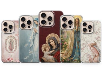 Virgin Mary Icon Phone Case Catholic Cover for iPhone 17 Pro Max, 17e, 15, 14, 13 & Samsung S26 Ultra, S25 FE, A57, A56, Pixel 10, 9A