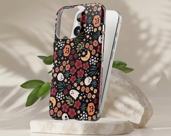 Cover per telefono con scheletro floreale autunnale TOUGH per iPhone 17 Pro Max, 16e, 15, 14, 13 e Samsung S26 Ultra, S25 FE, A57, A56, Pixel 10, 9A