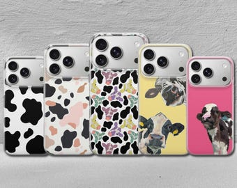 Cover per telefono con stampa mucca per amanti degli animali da fattoria, compatibile con iPhone 17 Pro Max, 17e, 15, 14, 13 e Samsung S26 Ultra, S25 FE, A57, A56, Pixel 10, 9A