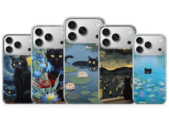 Etui na telefon Van Gogh z motywem kota do iPhone'a 17 Pro Max, 17e, 15, 14, 13 i Samsunga S26 Ultra, S25 FE, A57, A56, Pixela 10, 9A