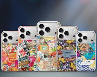 Italy Phone Case Dainty Amalfi Cover for iPhone 17 Pro Max, 17e, 15, 14, 13 & Samsung S26 Ultra, S25 FE, A57, A56, Pixel 10, 9A
