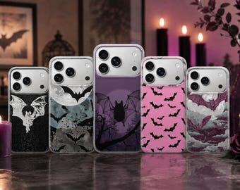 Cover per telefono a tema pipistrello per Halloween, compatibile con iPhone 17 Pro Max, 17e, 15, 14, 13 e Samsung S26 Ultra, S25 FE, A57, A56, Pixel 10, 9A