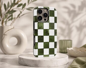 Checkered Phone Case Check TOUGH Cover for iPhone 17 Pro Max, 16e, 15, 14, 13 & Samsung S26 Ultra, S25 FE, A57, A56, Pixel 10, 9A
