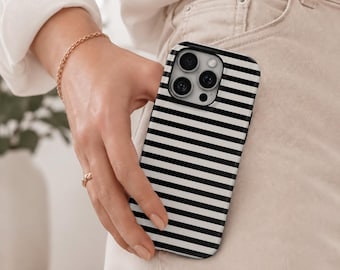 Black Stripes Phone Case Lines TOUGH Cover for iPhone 17 Pro Max, 16e, 15, 14, 13 & Samsung S26 Ultra, S25 FE, A57, A56, Pixel 10, 9A
