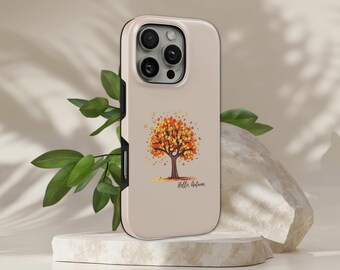 Cover per telefono autunnale con semplice albero, resistente, per iPhone 17 Pro Max, 16e, 15, 14, 13 e Samsung S26 Ultra, S25 FE, A57, A56, Pixel 10, 9A