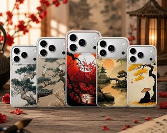 Japanese Phone Case Bonsai Cover for iPhone 17 Pro Max, 17e, 15, 14, 13 & Samsung S26 Ultra, S25 FE, A57, A56, Pixel 10, 9A