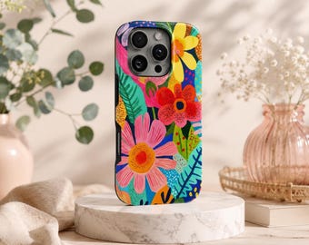 Flowers Phone Case Painting TOUGH Cover for iPhone 17 Pro Max, 16e, 15, 14, 13 & Samsung S26 Ultra, S25 FE, A57, A56, Pixel 10, 9A
