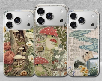 Custodia per telefono Cottagecore Wildflower Scrapbook Cover per iPhone 17 Pro Max, 17e, 15, 14, 13 e Samsung S26 Ultra, S25 FE, A57, A56, Pixel 10, 9A