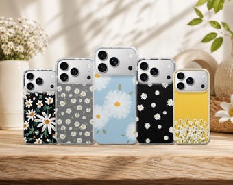 Daisy Phone Case Floral Cover for iPhone 17 Pro Max, 17e, 15, 14, 13 & Samsung S26 Ultra, S25 FE, A57, A56, Pixel 10, 9A