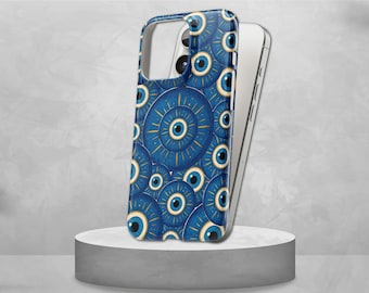 Evil Eye Phone Case Greek Eye TOUGH Cover for iPhone 17 Pro Max, 16e, 15, 14, 13 & Samsung S26 Ultra, S25 FE, A57, A56, Pixel 10, 9A