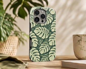 Leaves Phone Case Botanical TOUGH Cover for iPhone 17 Pro Max, 16e, 15, 14, 13 & Samsung S26 Ultra, S25 FE, A57, A56, Pixel 10, 9A