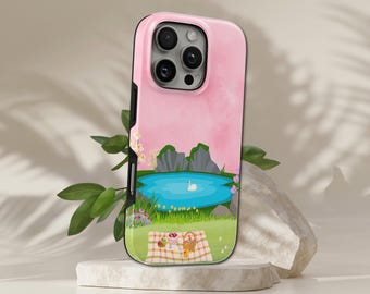 Custodia per telefono Pastel Swan Meadow Sweet TOUGH Cover per iPhone 17 Pro Max, 16e, 15, 14, 13 e Samsung S26 Ultra, S25 FE, A57, A56, Pixel 10, 9A