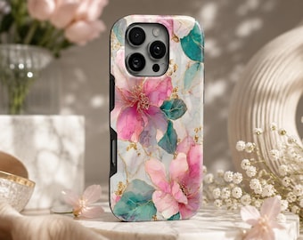 Floral Phone Case Stained Glass TOUGH Cover for iPhone 17 Pro Max, 16e, 15, 14, 13 & Samsung S26 Ultra, S25 FE, A57, A56, Pixel 10, 9A