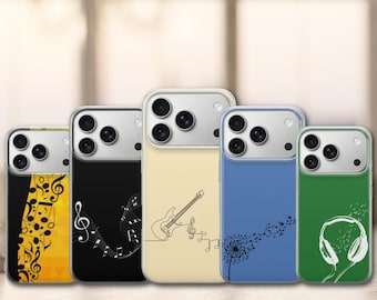 Cover minimalista con note musicali per iPhone 17 Pro Max, 17e, 15, 14, 13 e Samsung S26 Ultra, S25 FE, A57, A56, Pixel 10, 9A