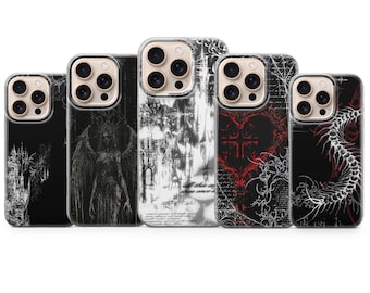 Gothic Phone Case Dark Cybersigilism Cover for iPhone 17 Pro Max, 17e, 15, 14, 13 & Samsung S26 Ultra, S25 FE, A57, A56, Pixel 10, 9A