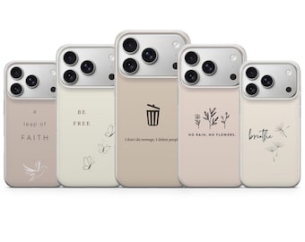 Funda minimalista con frases para iPhone 18 Pro Max, 17, 16, 15, Samsung S26 Ultra, S25 FE, A57, A56, Pixel 11, 10