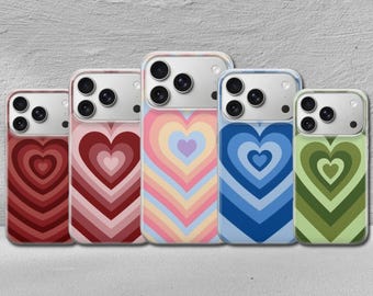 Custodia per telefono con cuori colorati per iPhone 17 Pro Max, 17e, 15, 14, 13 e Samsung S26 Ultra, S25 FE, A57, A56, Pixel 10, 9A