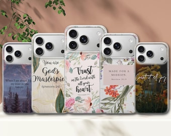 Bible Verse Phone Case Catholic Jesus Cover for iPhone 17 Pro Max, 17e, 15, 14, 13 & Samsung S26 Ultra, S25 FE, A57, A56, Pixel 10, 9A