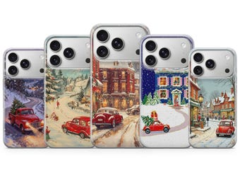 Christmas Phone Case Red Truck  Cover for iPhone 17 Pro Max, 17e, 15, 14, 13 & Samsung S26 Ultra, S25 FE, A57, A56, Pixel 10, 9A