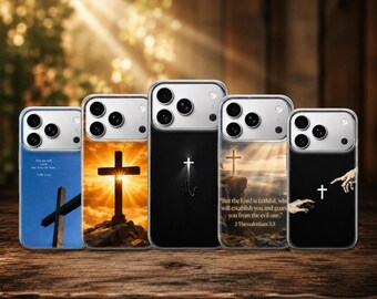 Bible Verse Phone Case Cross Cover for iPhone 17 Pro Max, 17e, 15, 14, 13 & Samsung S26 Ultra, S25 FE, A57, A56, Pixel 10, 9A
