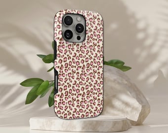 Custodia per telefono Peach Leopard Animal TOUGH Cover per iPhone 17 Pro Max, 16e, 15, 14, 13 e Samsung S26 Ultra, S25 FE, A57, A56, Pixel 10, 9A