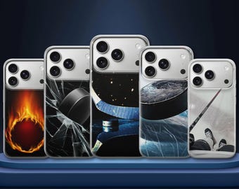 Ice Hockey Phone Case Puck Stick Sport Cover for iPhone 17 Pro Max, 17e, 15, 14, 13 & Samsung S26 Ultra, S25 FE, A57, A56, Pixel 10, 9A