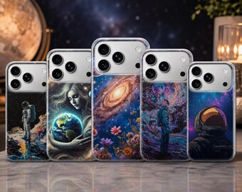 Space Phone Case Astronaut Cover for iPhone 17 Pro Max, 17e, 15, 14, 13 & Samsung S26 Ultra, S25 FE, A57, A56, Pixel 10, 9A