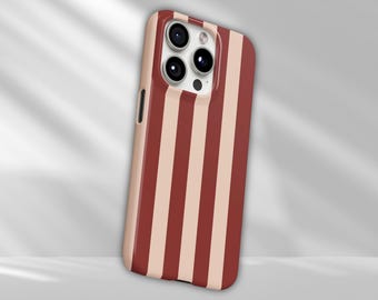 TRIBECA Stripe Phone Case Burgundy TOUGH Cover for iPhone 17 Pro Max, 16e, 15, 14, 13 & Samsung S26 Ultra, S25 FE, A57, A56, Pixel 10, 9A