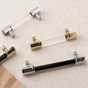 Clear Acrylic Handle, Brass Cupboard Pulls, Crystal Cabinet Pulls