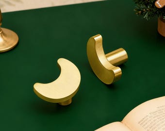 Moon Knauf, Messing, Küchenschrankknauf, Schrankgriff