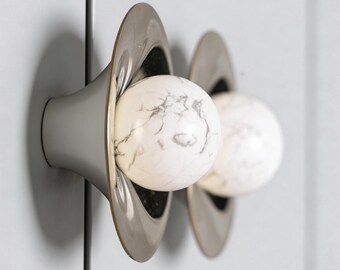 Naturstein Messing Knauf, Schubladenknauf, Kristallgriff