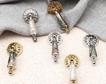 Mother of Pearl Knob, Brass Shell Handles, Elegant Dresser Knobs