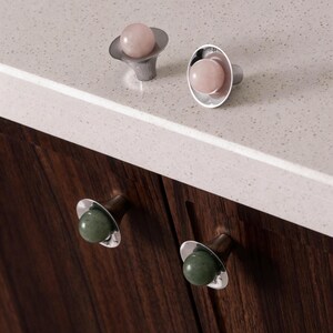 Naturstein Messing Möbelknopf | Moderne Messing Schubladengriffe | Gold-Küchenbeschläge