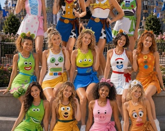 Toy Story Costume Wrap Skort Dress, Halloween Cosplay Matching Outfit, Bo Peep Jessie Buzz Woody Forky Group Costume for Women