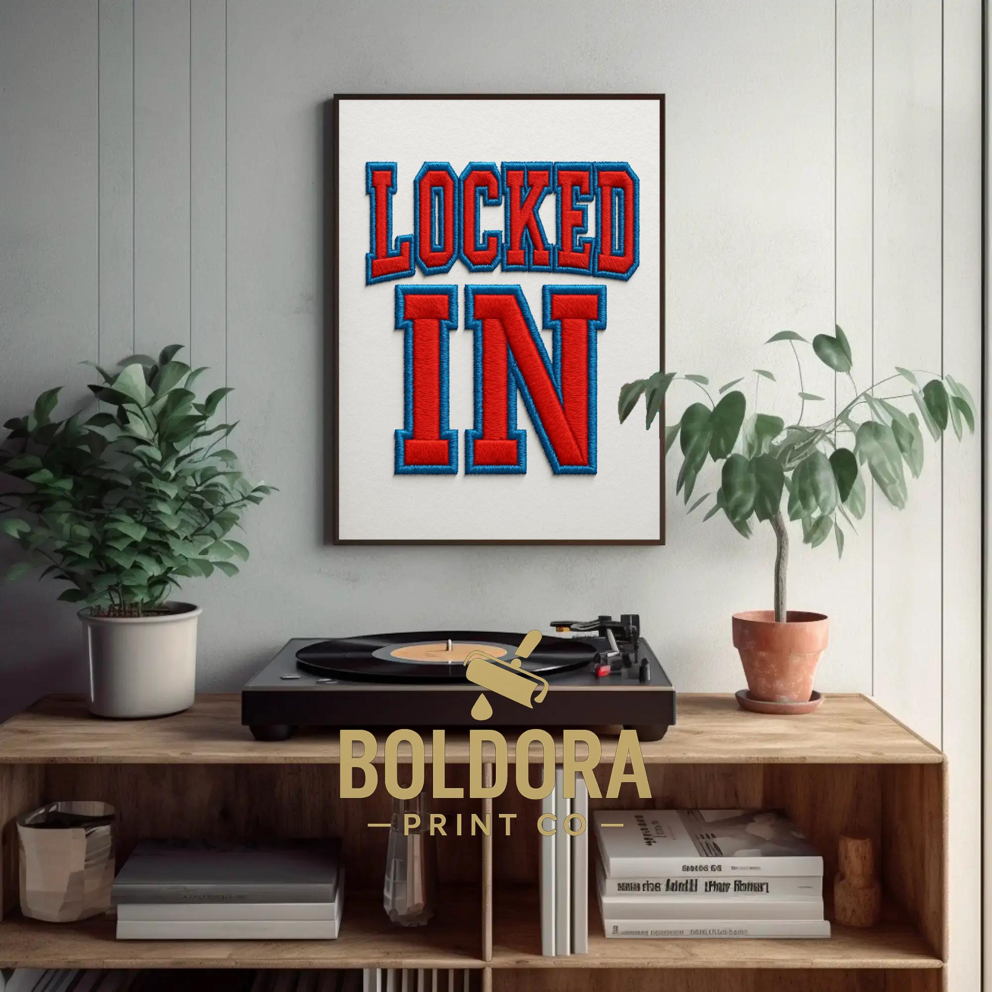 Locked in Typography Stitch Poster, Stitch Style Red & Blue Digital ...