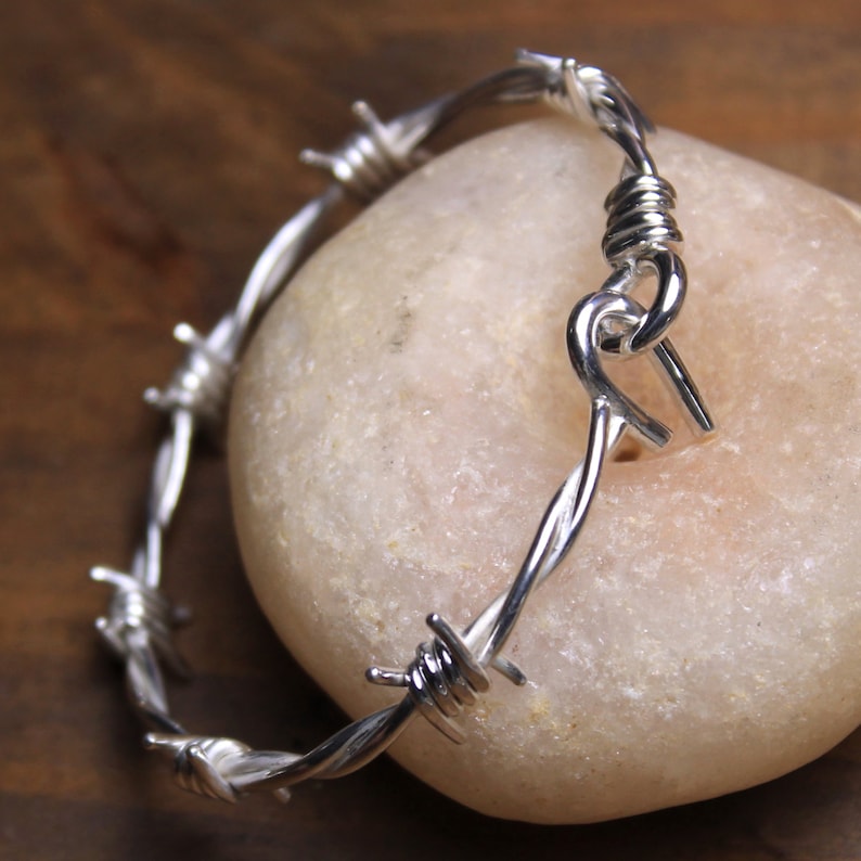 Barbed wire bracelet in sterling silver Medium size 7.1/2 Etsy