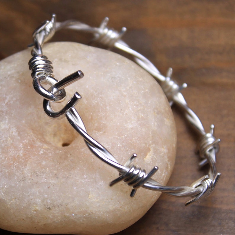 Barbed wire bracelet in sterling silver Medium size 7.1/2 Etsy