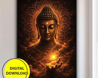 Arte mural imprimible de Buda: Meditación espiritual zen.