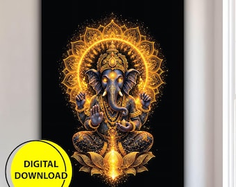 Lord Ganesha Digital Download: Spiritual Hindu Wall Art Printable