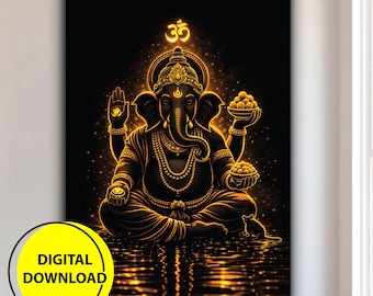 Lord Ganesha Digital Download: Spiritual Hindu Wall Art Printable
