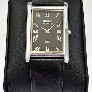 Seiko Men’s Vintage Rectangular Watch Timeless Tank Style Quartz Movement