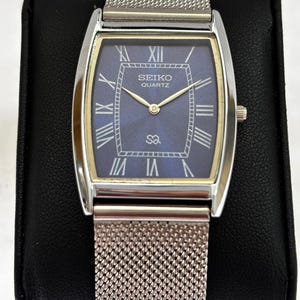 Seiko herrklocka med rektangulär vintage-klocka, tidlöst kvartsurverk i tankstil