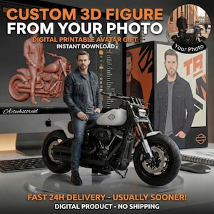 Figurine 3D personnalisée à partir de votre photo - Personnage figurine numérique personnalisée | Cadeau avatar 3D imprimable, téléchargement immédiat