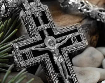 Authentischer 925er Sterling Silber Kreuz Anhänger - Detailreich gravierter, kunstvoller, zeitloser Schmuck