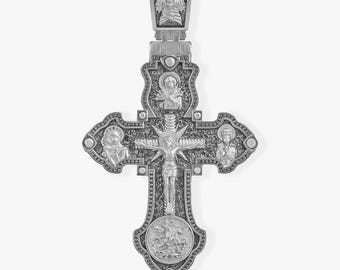 Authentischer 925er Sterling Silber Kreuz Anhänger - Detailreich gravierter, kunstvoller, zeitloser Schmuck