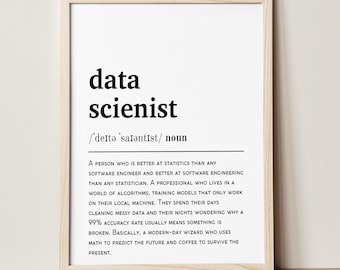 Data Scientist Definition Print | Funny Tech Office Wall Art | Printable Digital Download